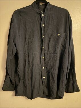 Men's Mandarin Collar Dress Shirt - Black